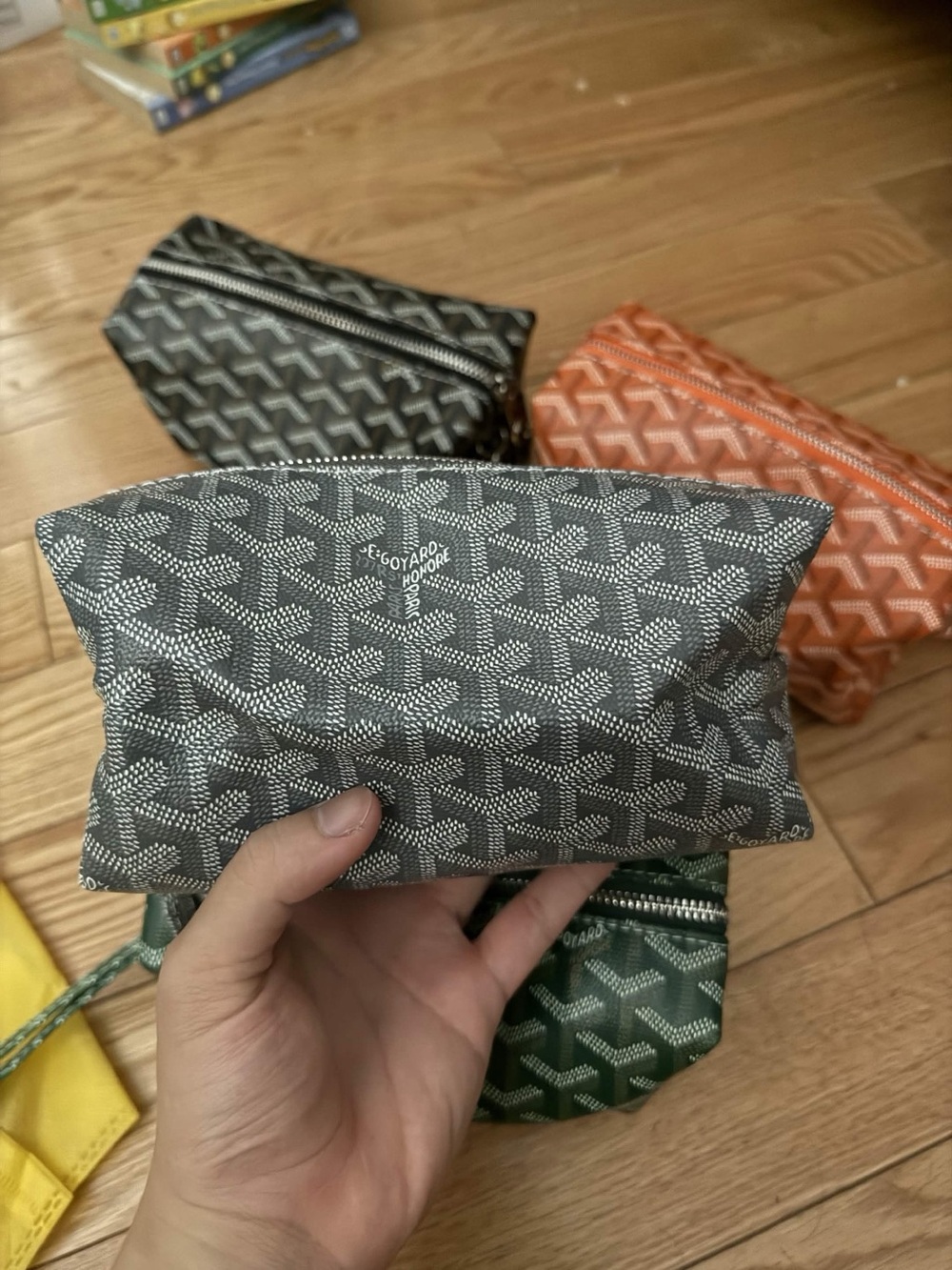 Goyard Gray Chevron Cosmetic Pouch